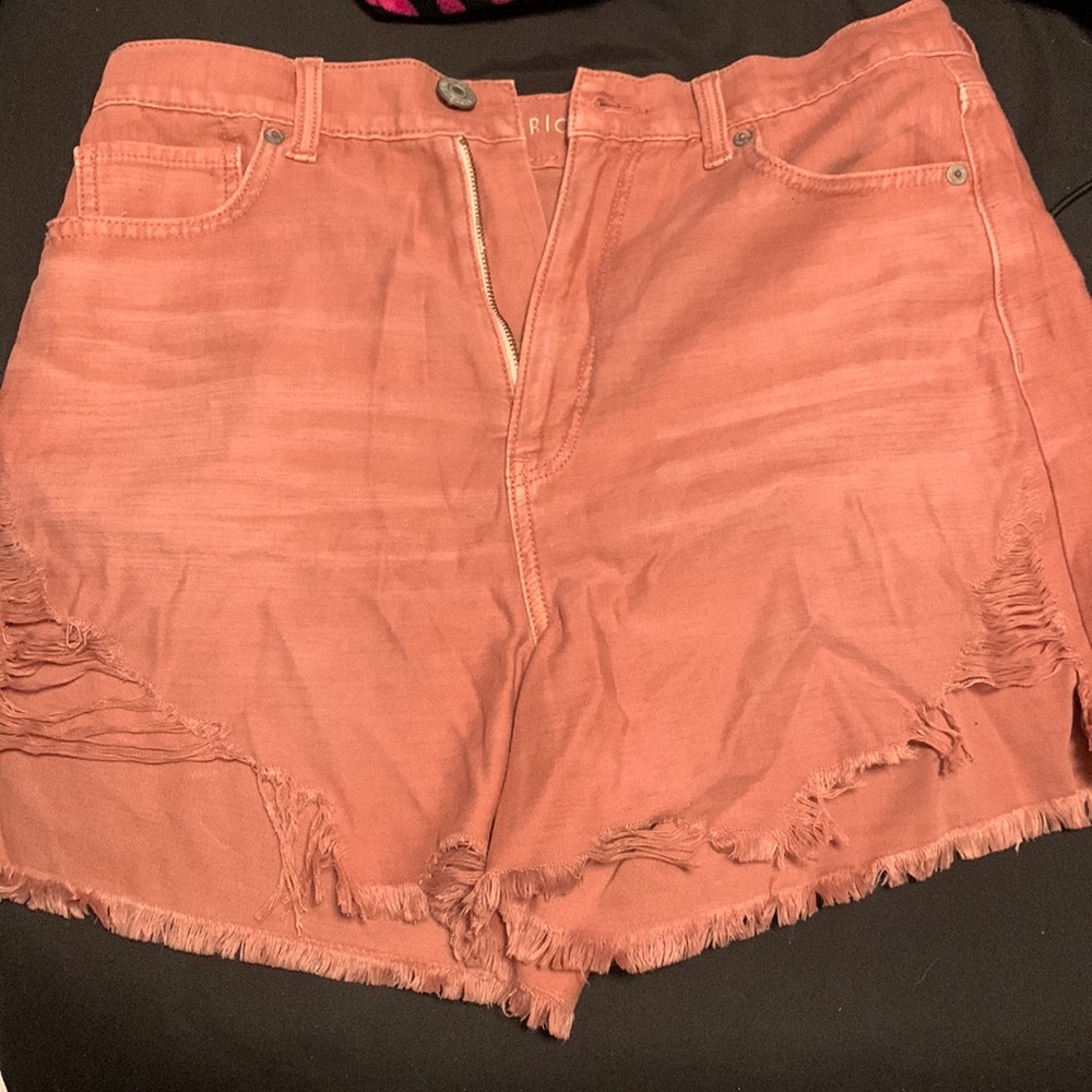 american eagle dark pink ripped shorts